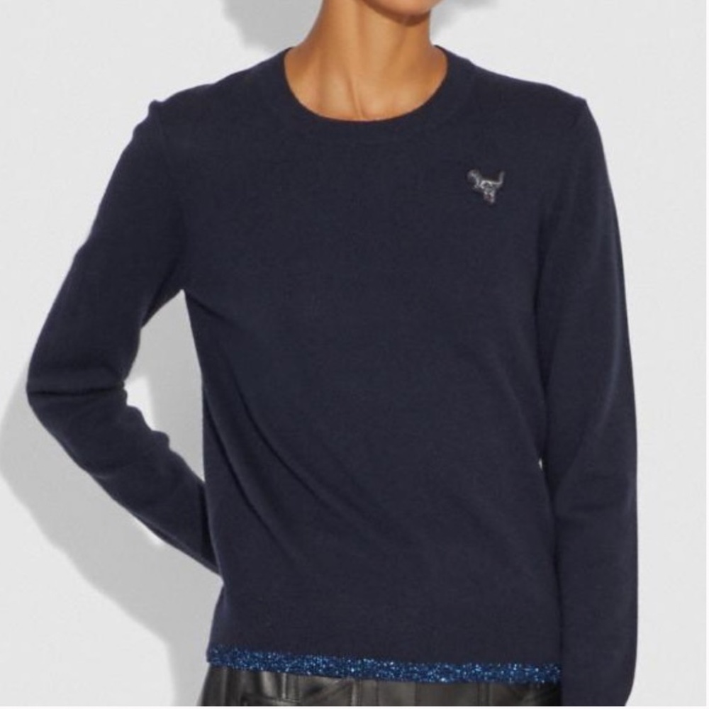 Coach Sweaters Coach Rexy Patchwork Crewneck Sweater - Navy